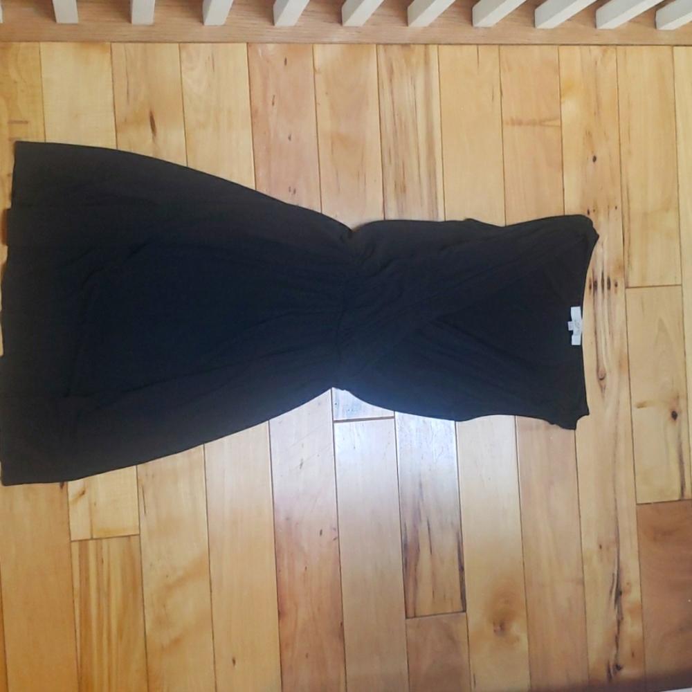 Loft charcoal sleeveless faux wrap dress